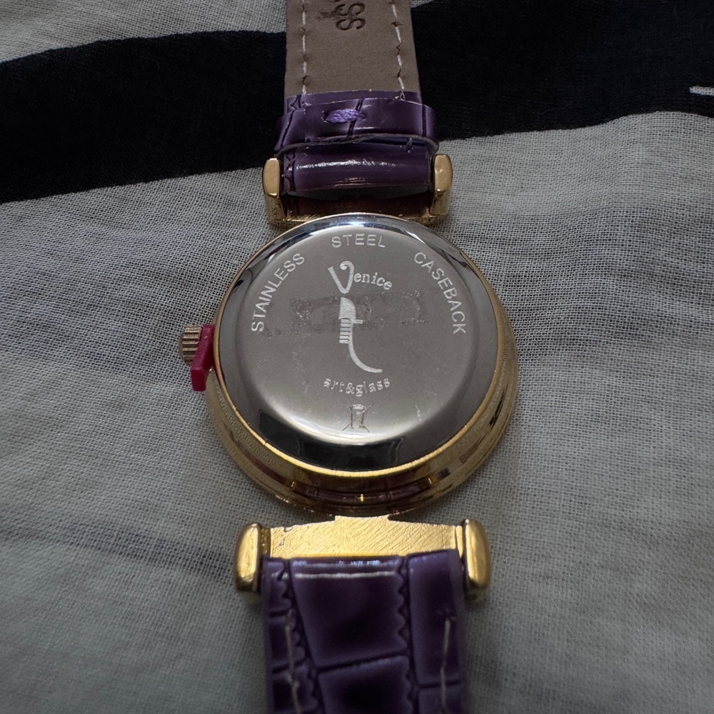 Venice Art & Glass Murano Glass Purple Ladies Watch - Picture 3 of 6